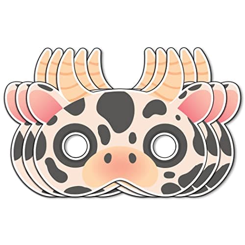 Festiko® Cow Theme Face Masks (24 Pcs), Kids' Cow Theme Party Supplies, Face Masks for Kids