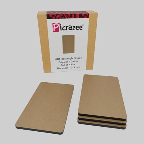 PICRAZEE Rectangle MDF Wooden Plates Coasters for DIY Craft, Mandala Art, Resin Art, Painting, Decoration Craft Kit (4 pcs, Size 5"x7") (RP57_4)