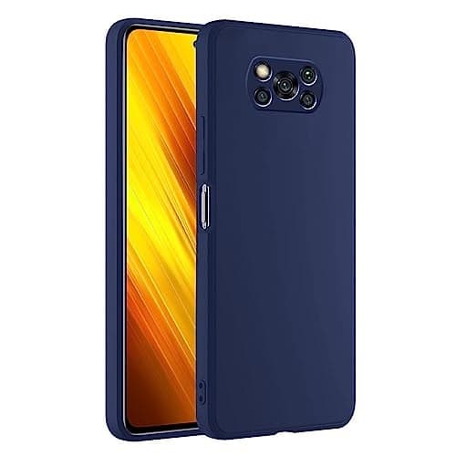 LIRAMARK Silicone Soft Back Cover Case for Poco X3 / Poco X3 Pro (Silicone Blue)