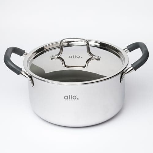 Allo CookSafe TriPly Stainless Steel Casserole Saucepot Stockpot with Stainless Steel Lid Induction Friendly, Naturally Non Stick, 28cm, 8.3 Litre