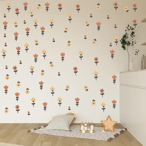 CVANU 2 Sheets of Beautiful Flowers Wall Sticker Printed on Vinyl Self-Adhesive for Wall Decoration (11.7inchX8.3inch)_F170