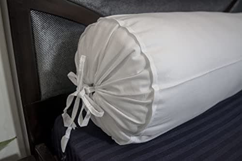 Saffron HANDICRAFTS Cotton 240TC Bolster Cover Full Round Removable Cover for Neck Roll Leg RestYoga Practice Meditation Bed Sofa Couch White 6x16 15 cm x 40 cm