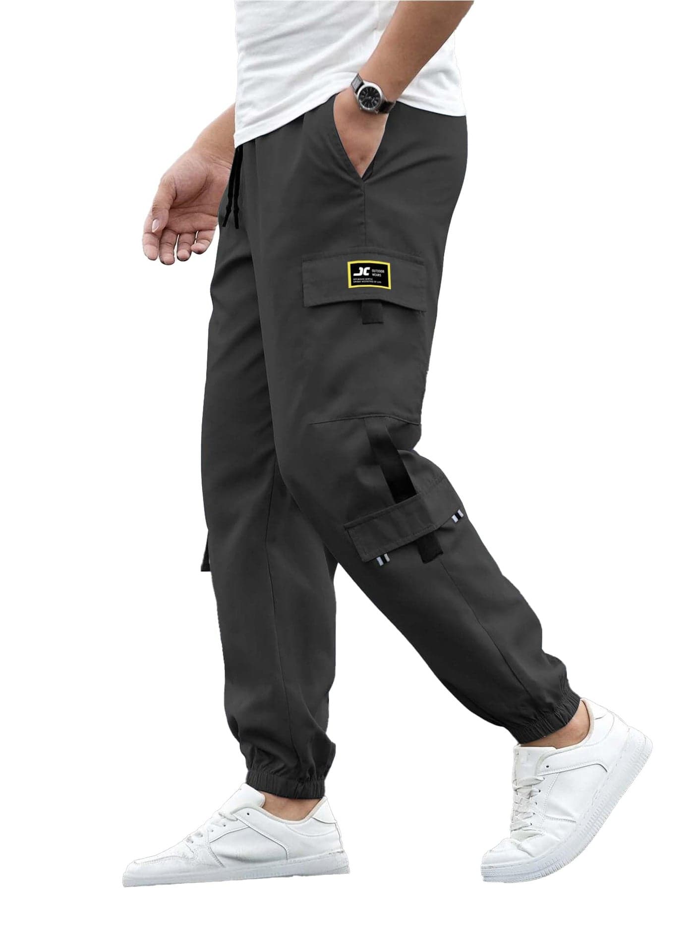 Jump Cuts||Cargo Pants for Men||Stylish Lycra Blended Mens Cargo||Drawstring Relaxed Fit Cargo Pants Dark Grey