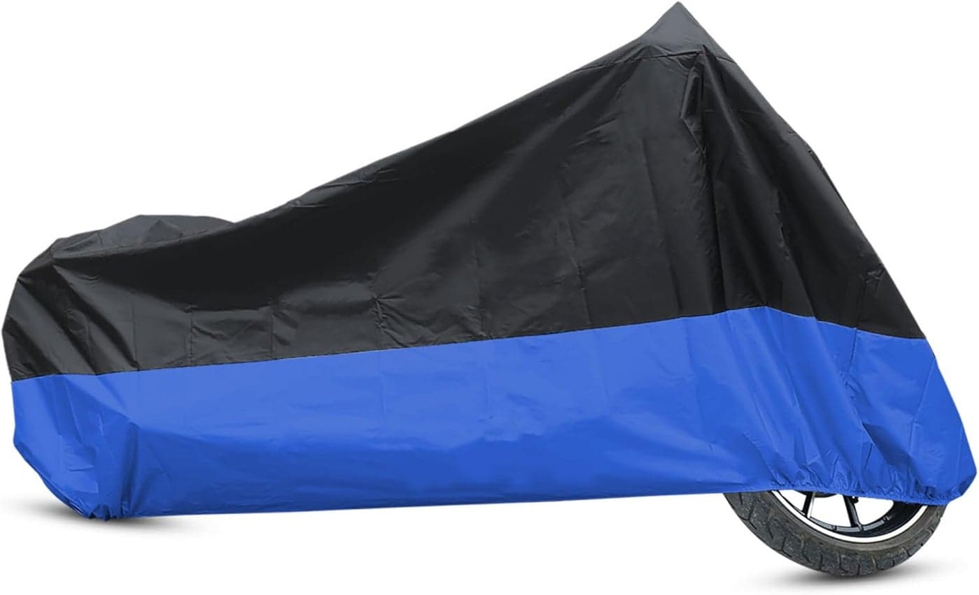 uxcell XL 180T Rain Dust Protector Black+Blue Scooter Motorcycle Cover 96"