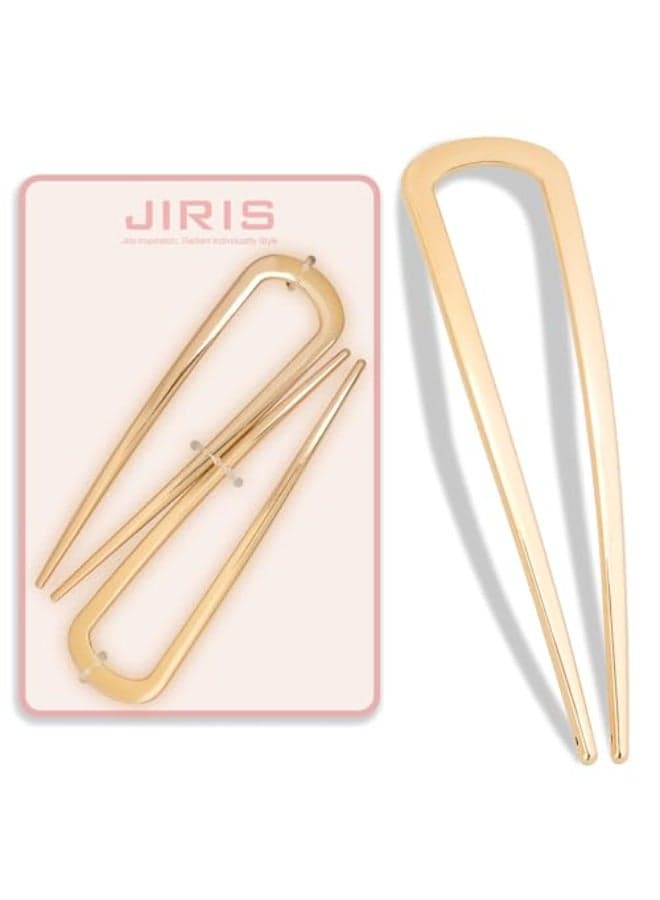 JIRIS 2PCS 42Inch French Hair Pins UShaped Pins for Women and Girls Fashion Metal Hair Pin French Twist Hair Pins for Buns UpdosStylish and Functionalset1gold