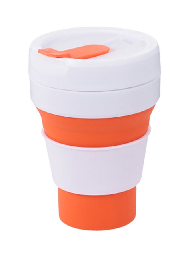 Foldable Silicone Cup With Lid Orange/White 355ml
