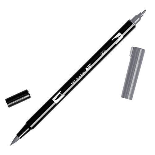 Tombow 56633 Dual Brush Pen Art Marker, N55 - Cool Gray 7, 1-Pack. Blendable, Brush and Fine Tip Marker