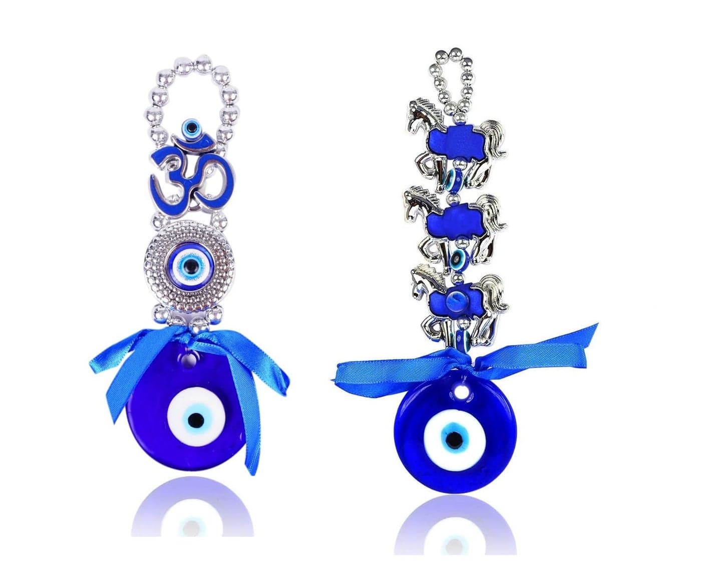 BLUE BEADS Combo Offer 2 Pcs Turkish Feng Shui Vastu Blue Glass Evil Eye Hanging for Diwali Gift/Door Hanging Nazar Batu for Protection and Good Luck - Perfect for Diwali Gifting Home or Office