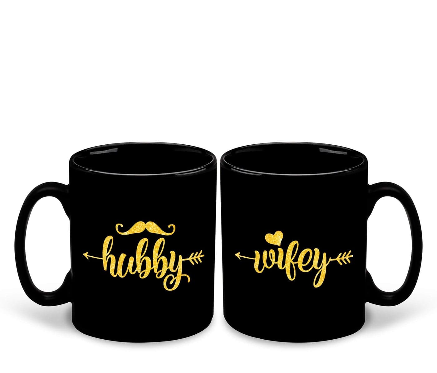 DecorVecor™ | Hubby Wifey| Anniversary | Birthday | Couple | Premium Black Patch Mug Set of 2 Coffee Mug- Gift for Husband, Gift for Wife, Best Gift, Lover Gifts, Unique Gifts (Design 2)