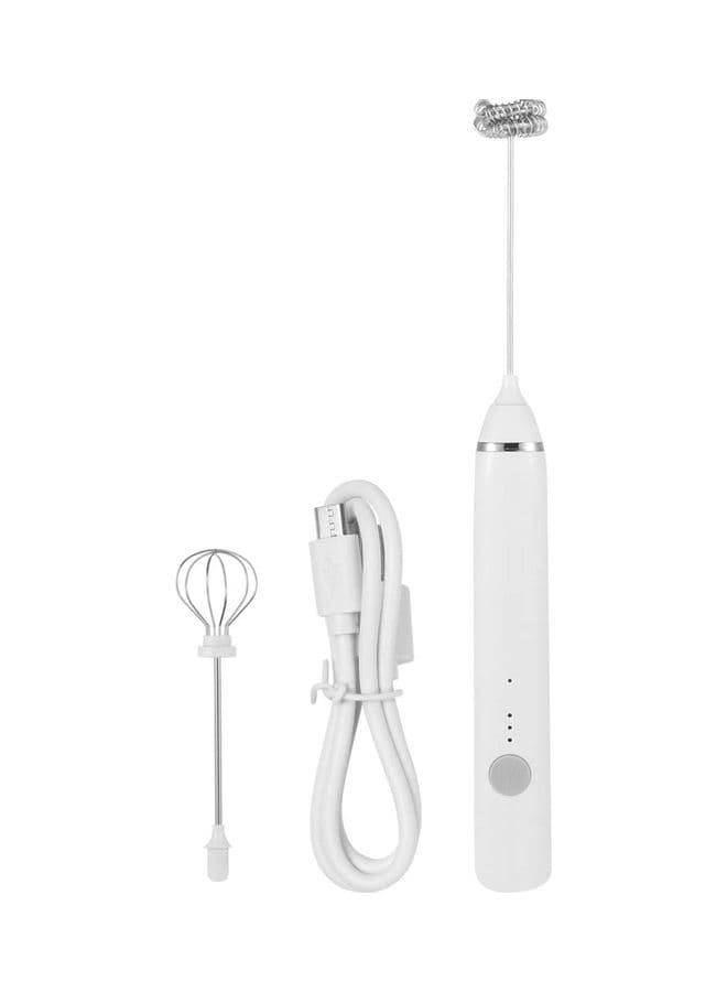 Electric Milk Frother Maker With Whisk Set White/Silver