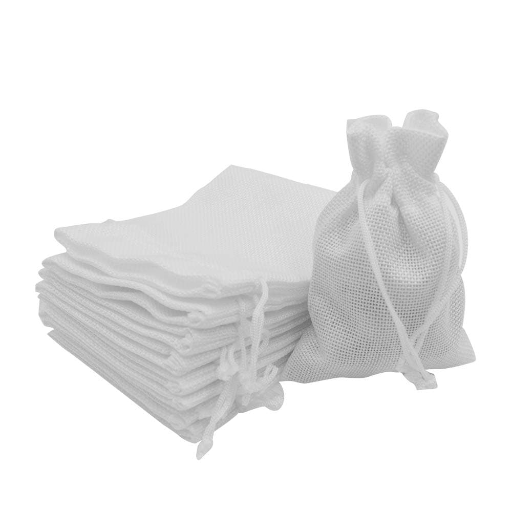 Bezall 50Pcs Burlap Bags with Drawstring 39 x 55 inch White Linen Gift Bags Jewelry Pouches Sacks for Christmas Wedding Favors Party DIY Craft