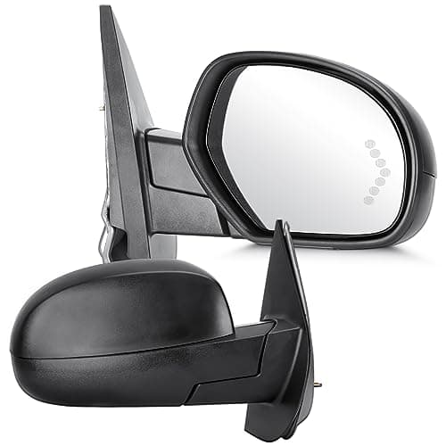 Youxmoto Towing Mirrors for Chevy for GMC 2007 2008 2009 2010 2011 2012 2013 Avalanche Silverado Suburban 1500 2500 3500 Sierra Yukon Tow Mirrors Heated Manual Folding Arrow Turn Signal Light