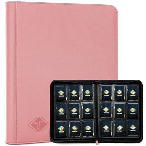 Trading Card Binder, Card Binder Album Folder Book Fit for MTG Baseball Football Sports Cards, Easy to Use Card Collection Binder (Pink, 432 Pockets)