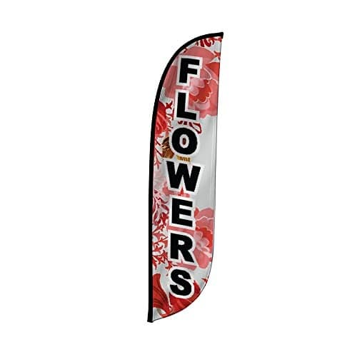 LookOurWay Feather Flag Banner - 12 Feet Tall Advertising Flags for Outdoor Business and Events Promotion - Swooper Flag Only - Farmers Market & Flower Flags - Flowers (10M1200150)
