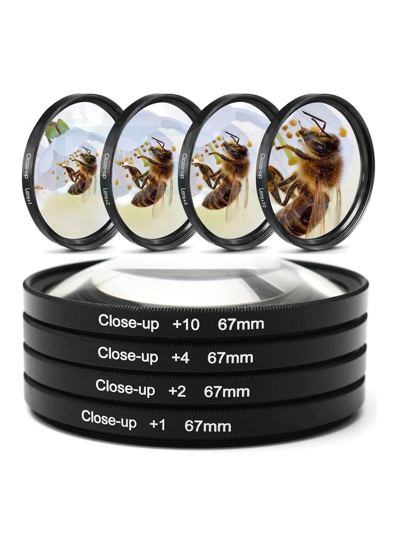 Close-up +1/+2/+4/+10 Lens Set Filters for Digital Cameras and DSLR Cameras Macro Lens Kit for Cameras Lens (4 Piece Set) (67mm)