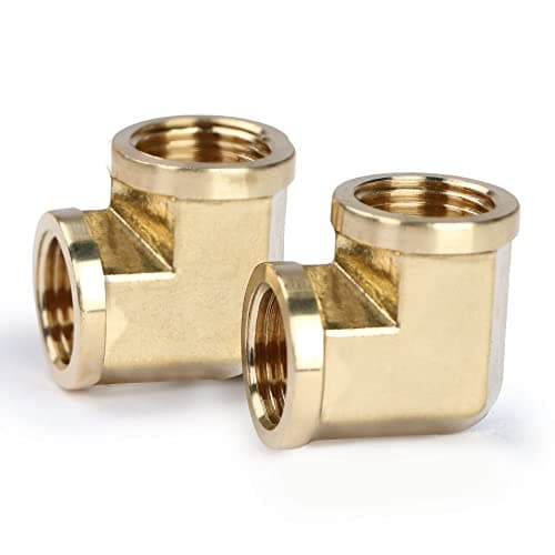 U.S. Solid 2pcs 90 Degree Barstock Street Elbow Brass Pipe Fitting (1/2" NPT Female x 1/2" NPT Female)
