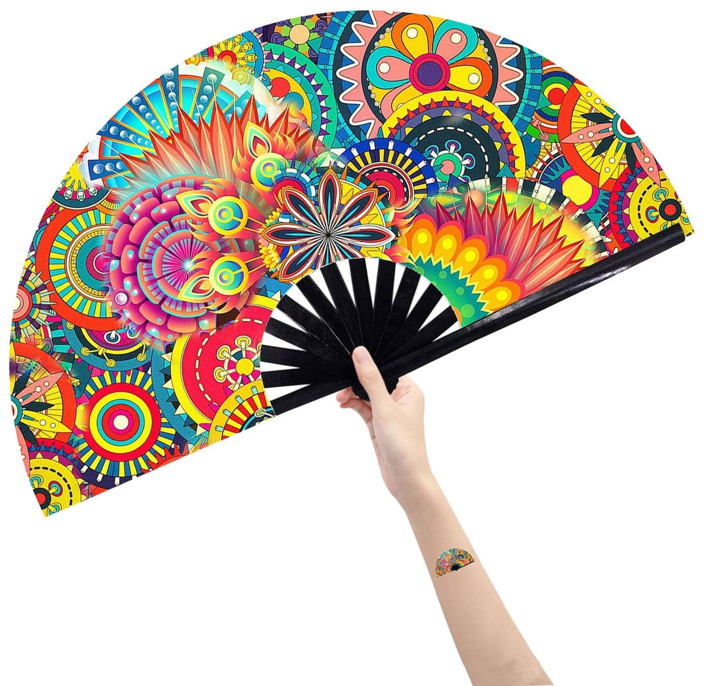 Amajiji Large Folding Hand Rave Fan Popping Fan for Line Dancing Clacking Fans for Boots On The Ground DancePartyDecorationFestival Dream lower