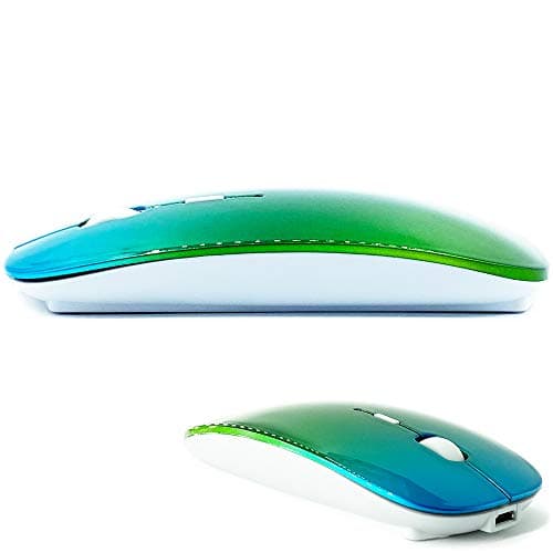 KLO Rechargeable Bluetooth Mouse for MacBook/MacBook air/Pro/iPad, Wireless Mouse for Laptop/Notebook/pc/iPad/Chromebook (BT/A Green-Blue)