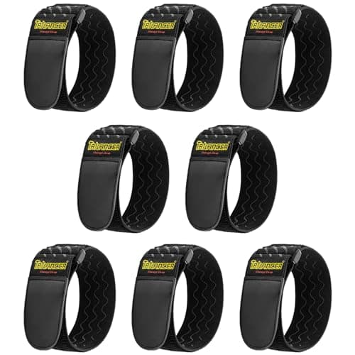 Trilancer Elastic Cinch Straps with Anti-Slip Strips, 12 "x 2"(8 Pack) Heavy Duty Multipurpose Hook and Loop Straps for Extension Cords, Cables, Ropes, Hoses, Bike, Pant Garters