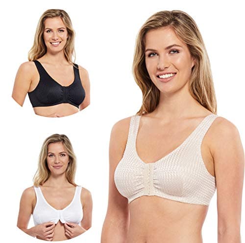 Carole Martin Full-Freedom Wireless Comfort Bras - 3 Pack White, Beige, Black-40