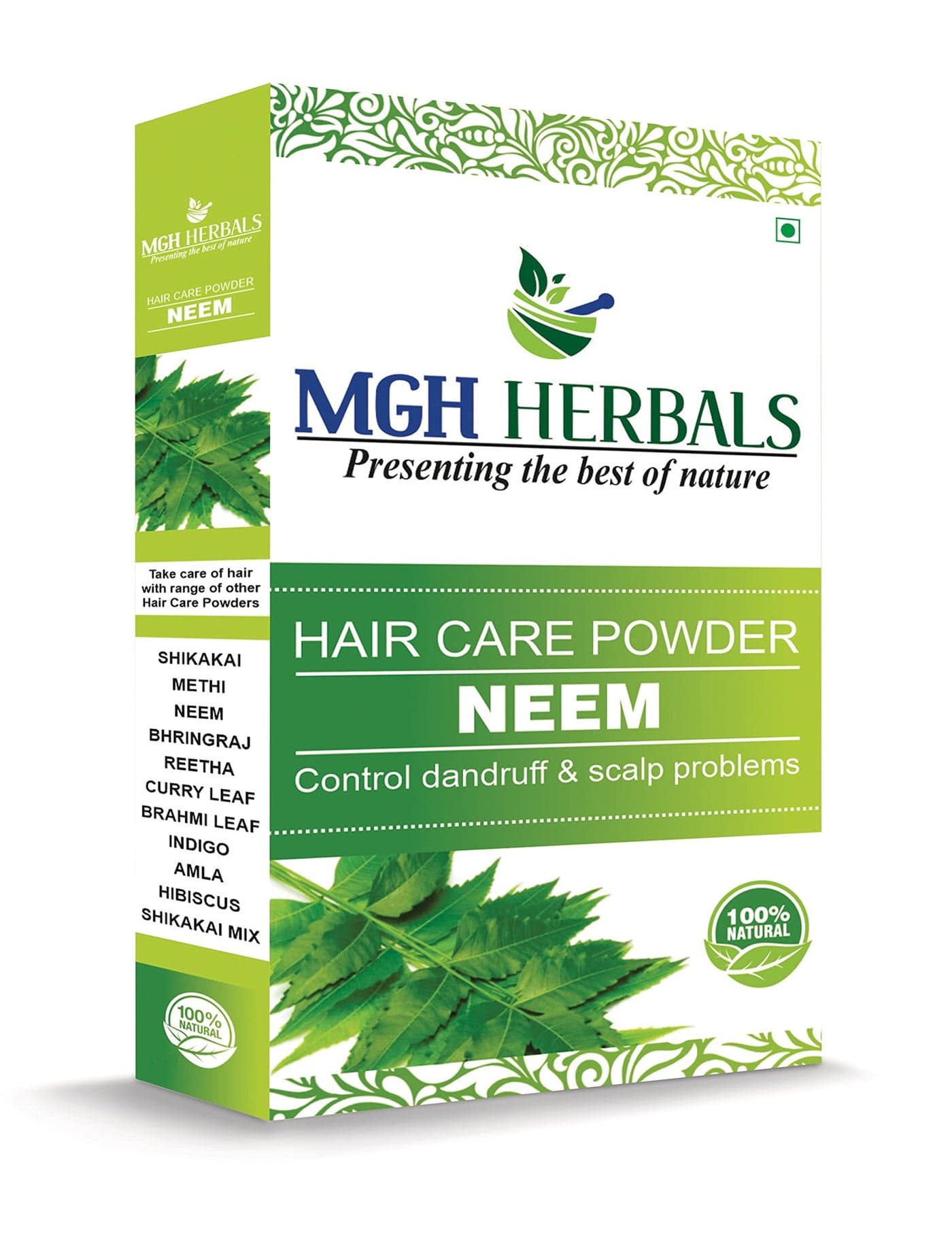 MGH Herbals 100% Natural Neem Powder Ideal for Face, Skin and Hair (100 Grams) | Anti-Pimple and Anti-Bacterial | Chemical Free Cleanser For Healthy Hair and Skin