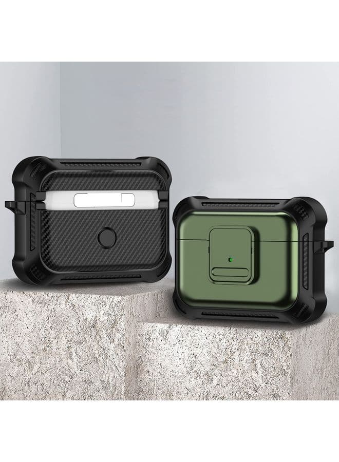 Case Cover For AirPods Pro 2 TPU + PC Shockproof Earphone Protective Case with Switch Army Green