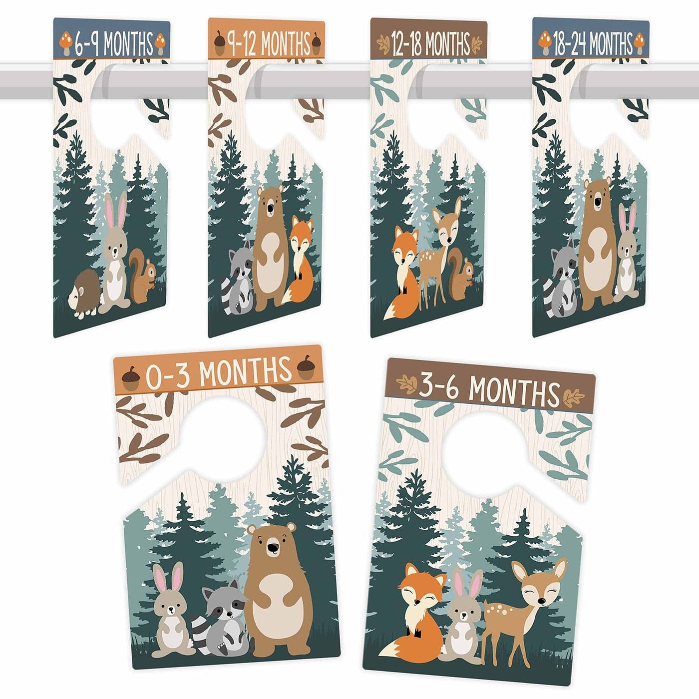 Hadley Designs 6 Hanger Dividers Baby Closet Size Dividers Woodland Baby Closet Dividers Organizer for Nursery Organization Newborn Essentials Nursery Closet Dividers Girl or Boy