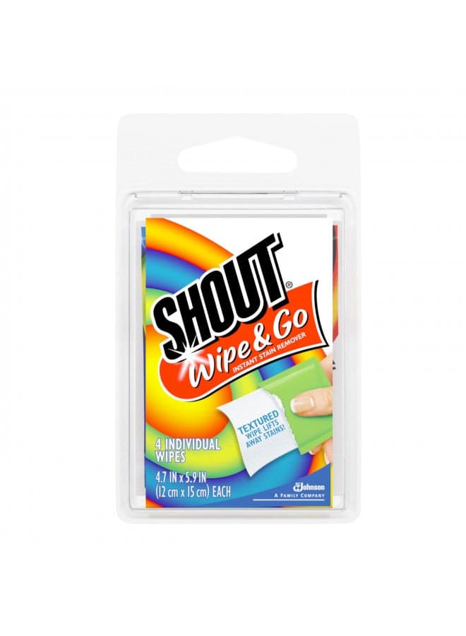 Shout Stain Remover Wipes, Travel Size - 4 ct