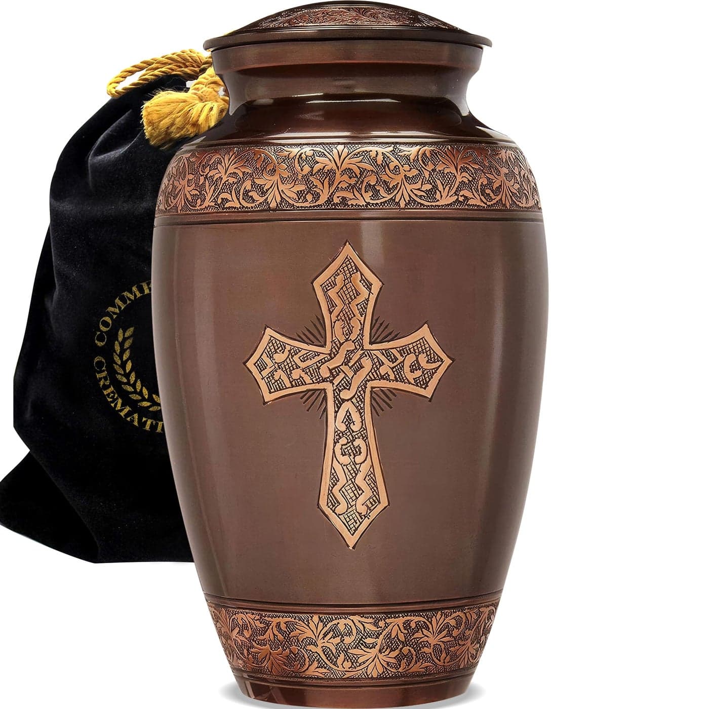 Bronze Cross Cremation Urn for Ashes Adult Male Beautifully Handcrafted Decorative Urns Personalized Cross Cremation Urns for Human Ashes Adult Man