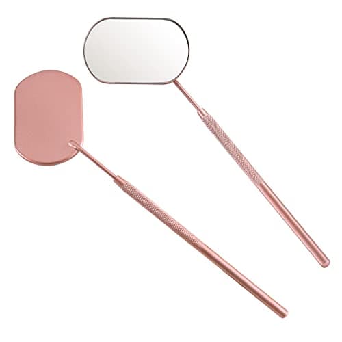 Pretty memory Lash Mirror, 2.2Inches Stainless Steel Makeup Eyelash Mirror, Eyelash Extensions Accessories Supplies, Lash Tech Must Haves (Rose Gold)