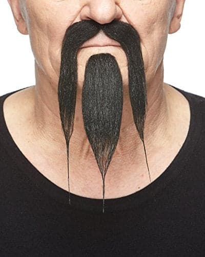 Mustaches Self Adhesive Fake Mustache and Beard Novelty Shaolin False Facial Hair Costume Accessory for Adults Black Color