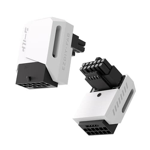 EZDIY-FAB PCIe 5.1 Adapter - 600W 12+4pin,16pin 12VHPWR GPU Power Connector,12V-2x6 GPU Adapter,90 Degree Right Angle - Compatible with RTX 3090Ti, 4070Ti, 4080, 4090 GPU - STD Type, White, 1 Pack