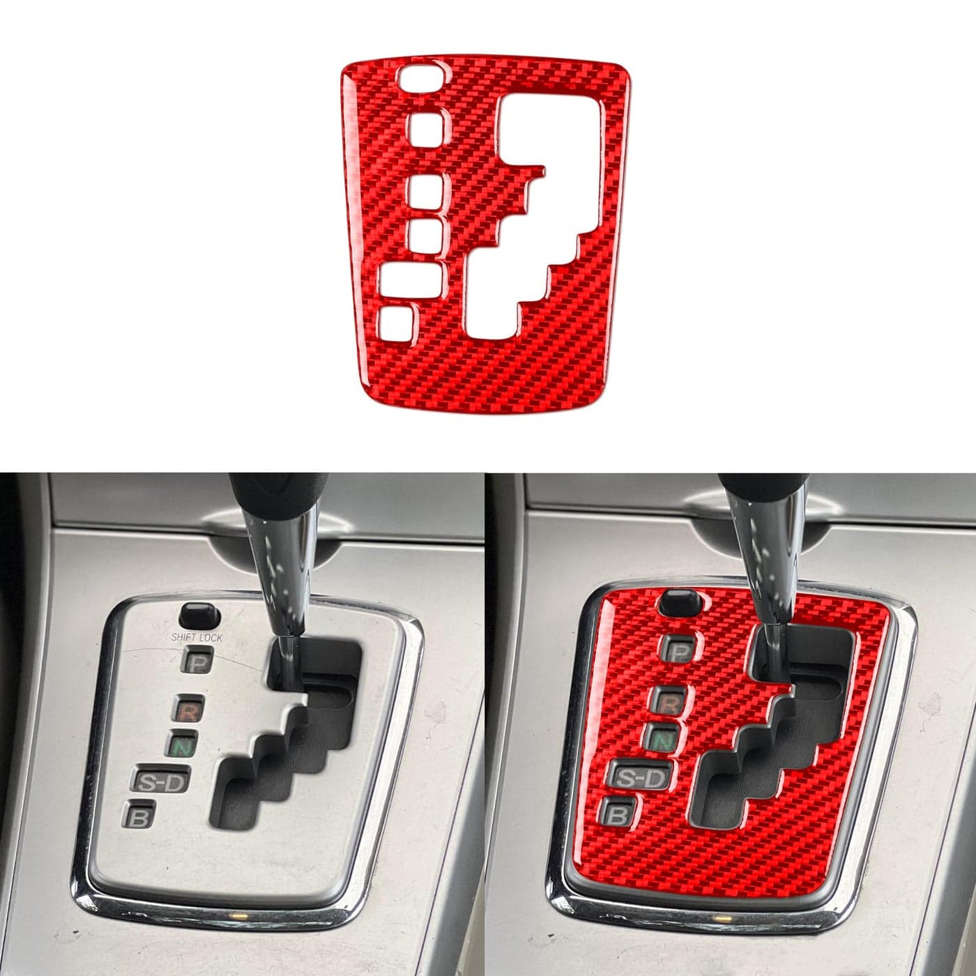 PJFUS Real Soft Carbon Fiber Car Center Console Automatic Transmission Panel Gear Shift Cover Sticker Compatible with Toyota Corolla 2009 2010 2011 2012 2013 Auto Premium Interior Accessories red