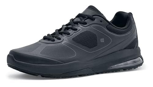 Shoes for Crews Men's Slip-Resistant Work Sneakers - Comfortable, Non-Slip Shoes for Men in Food Service, Healthcare, Retail, Maintenance - Evolution II, Size 11 Black
