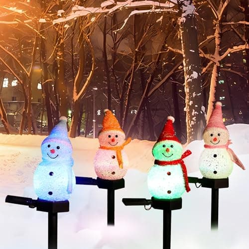 Outdoor Christmas Decorations 2025Christmas Light Stakes for YardSnowman Solar LightsSnowman Christmas Ornaments for Yard Garden Lawn Landscape Patio Walkway Decor