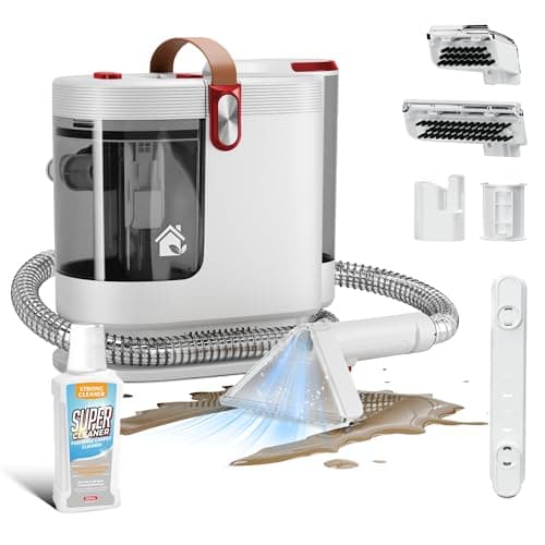 WURESE Portable Carpet & Upholstery Cleaner – 15KPa Powerful Spot Cleaner for Pet Urine, Couch, Stairs & Car Seats – Handheld Deep Cleaning Machine with Self‑Cleaning System & 2 Tools, Red
