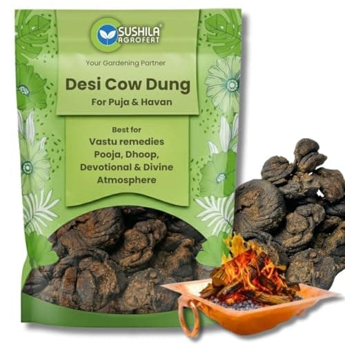Sushila Agrofert 100% Pure Forest Gaur Dung 500gm – Desi Cow Dung Manure Fertilizer | Traditional Dried Gobar for Plants & Home Gardening | Ideal for Pooja, Hawan, Eco‑Friendly Use & Soil Enrichment