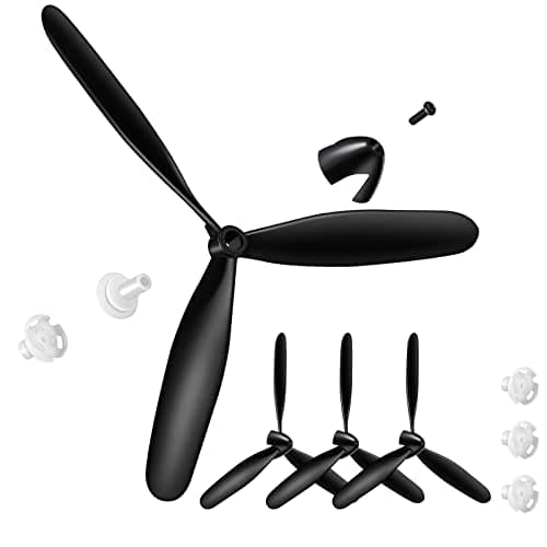 Outus 3 Sets Spare RC Plane Propellers 3 Blade Propeller Compatible with 761-11 BF109 Remote Control Radio Controlled Airplane Carbon Fiber Nose Cone with Savers and Adapters