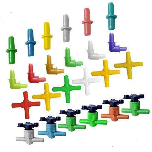 Venus Aqua Outlet Tube Adjustable Connector, Air Pump Flow Control Valves Switch Tap 4x6mm Hose, Aquarium Air Tube Outlet Multicolor Connector, 24 Piece