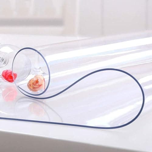 NECAUX Custom Multisize 1.5mm Thick Clear PVC Table Cover Protector - 19 x 36 Inch Rectangular Plastic Table Cover Desk Pad Mat for Office & Computer Desk