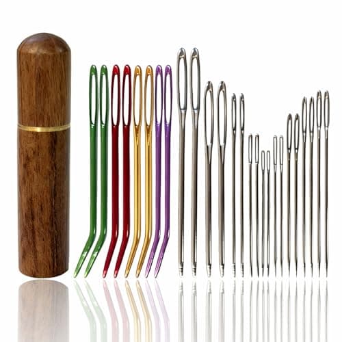 KaiserNgu 26PCS Yarn Needles, Large Eye Tapestry Needles for Crochet Repair, Blunt & Sharp Darning Needles with Solid Wood Case.