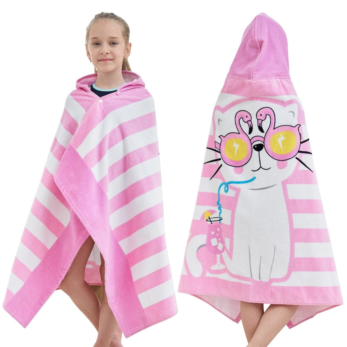 Bavilk Kids Bath Towels Kids Towel Girls Boys Hooded BeachBathroomPool Swim Towels 30 50 INCH Large Size Ultra Absorbent Cute Cartoon Animal Full Vitality 100 Cotton Wearable Wrap for Child