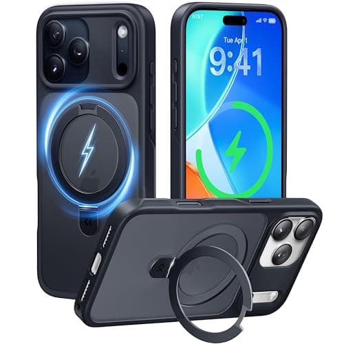CASEKOO UltraMagnetic Stand for iPhone 17 Pro Max Case Military Drop Protection Compatible with MagSafe Shockproof Translucent Matte Slim Ring for iPhone 17 Pro Max Phone Case 69 Black