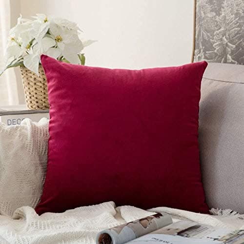 Khooti Velvet Cushion Cover, 28x28 | Red | Pack of 1 | Solid Plain Soft & Smooth, Decorative Cushion Covers for Living Room, Bedroom, Couches, Chairs, Sofas, Beds & Home Decor