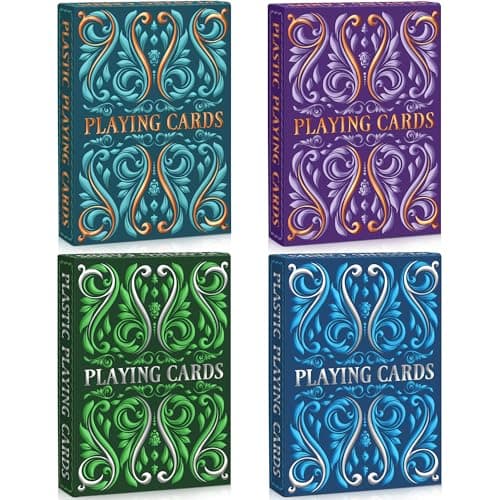 Playing Cards 4 Pack Plastic Playing Cards Waterproof Deck of Cards Bulk Large Print Playing Card for Seniors AdultsPremium Poker Cards Set for Family Game Night Beach Pool Party Trip Camping Game