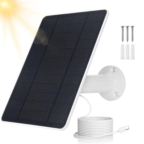 USB Solar Panel for Ring Camera - Type-C Solar Panel Charger 5v 6w with 10ft Waterproof Charging Cable, IP66 Weatherproof,Includes Secure Wall Mount