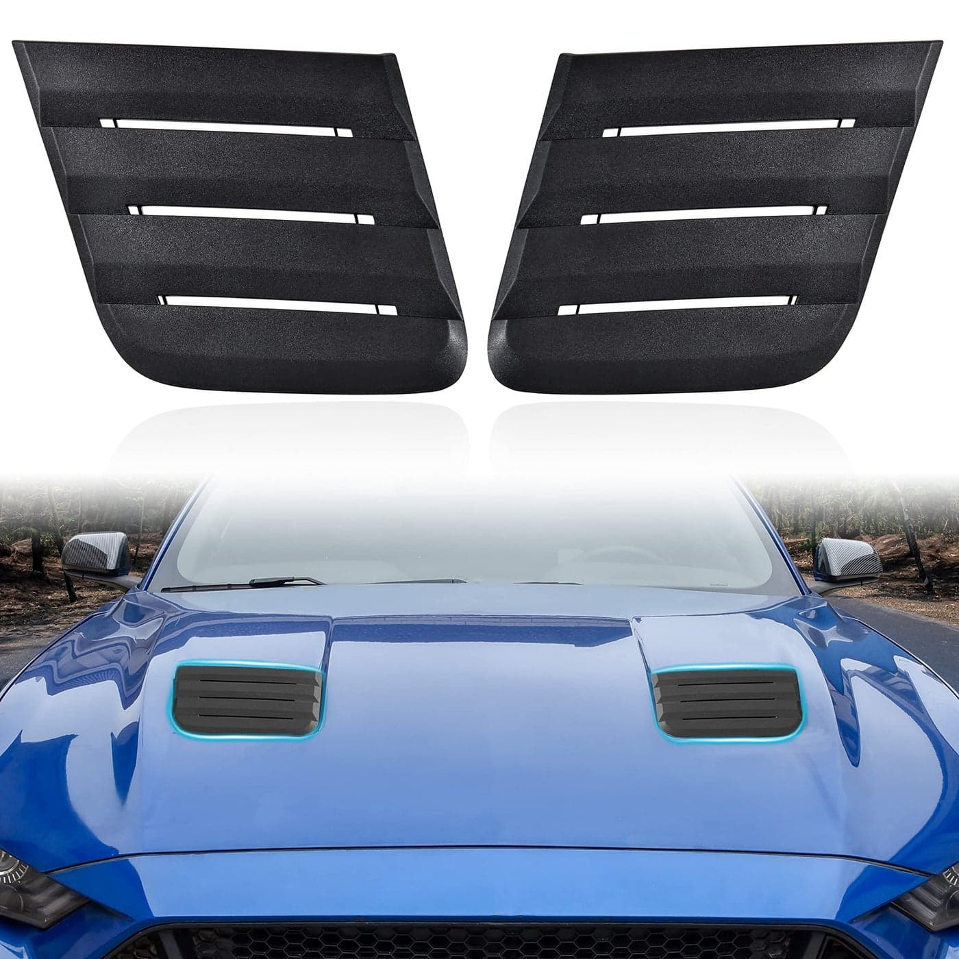 KEWISAUTO Hood Vent Cover for Ford Mustang 20182022 Engine Hood Scoop Air Vent Outlet Trim Cover for Ford Mustang 2018 2019 2020 2121 2022 Accessories Self Tape Screws 2 PCS Matte Black