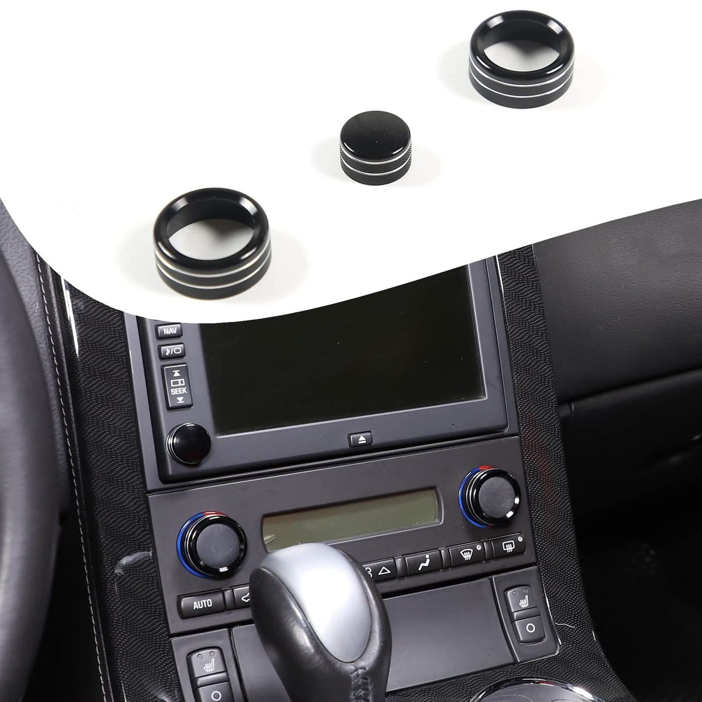 Lcojicep Car knob Ring Decoration Compatible with Corvette C6 Z06 ZR1 20072013 Aluminum Alloy Air Conditioner Volume Switch Knob Cover Trim Accessories Black