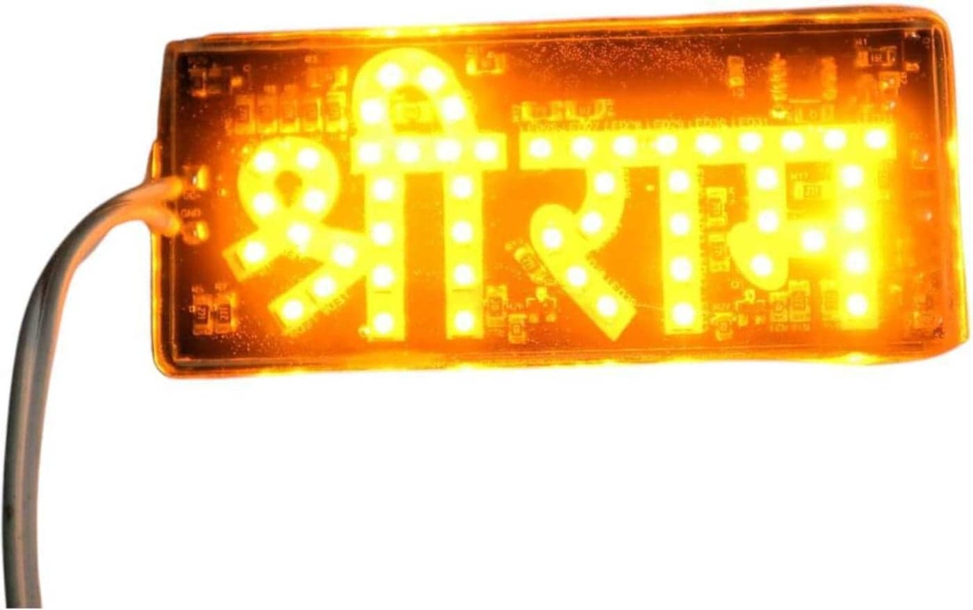 Autozap Shree Ram Ji Bike Led Light Logo Self Adhesive Back Up Lamp Motorbike, Car, Truck, Van (Amber LED) (Pack of 1)