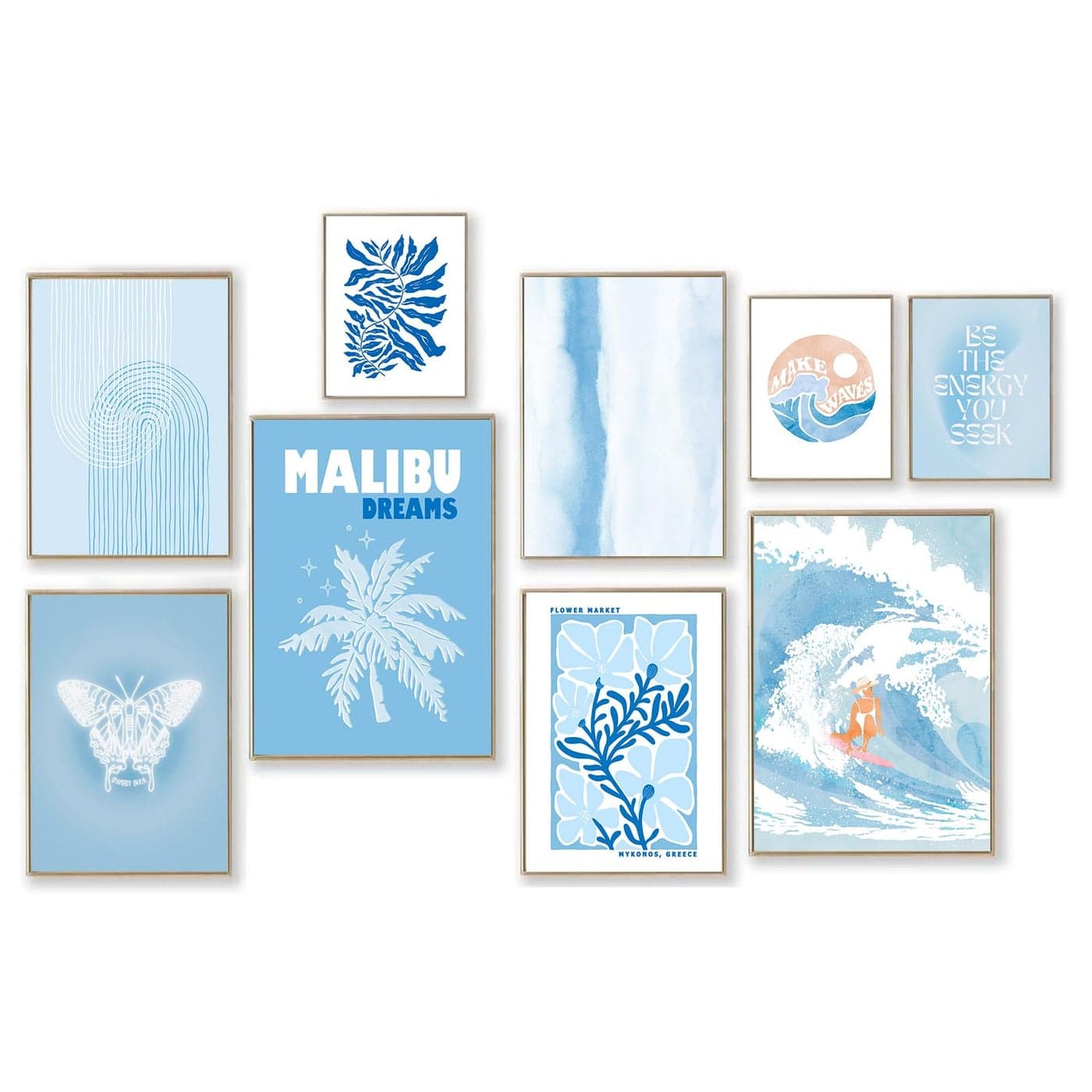 Coastal Cowgirl Room Decor Aesthetic PostersCoastal Cowgirl Decor Wall ArtBlue Beachy Room DecorPreppy Beachy Wall Art PrintsTrendy Blue Summer Wall Decor for Teen Girls Dorm BedroomUnframed